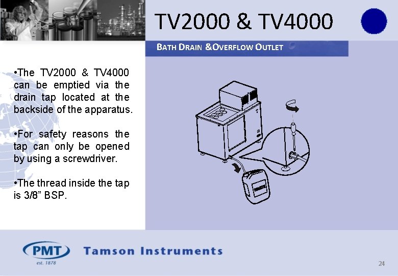 TV 2000 & TV 4000 BATH DRAIN &OVERFLOW OUTLET • The TV 2000 &