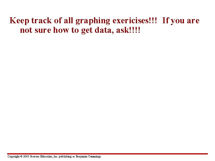 Keep track of all graphing exericises!!! If you are not sure how to get