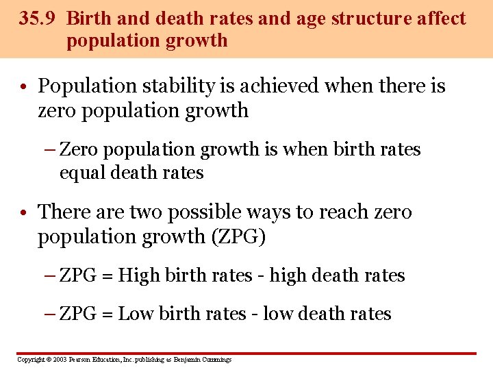 35. 9 Birth and death rates and age structure affect population growth • Population