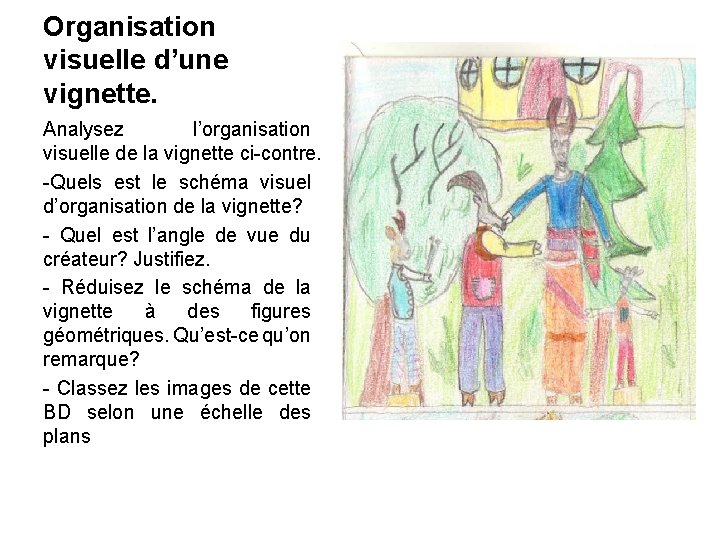 Organisation visuelle d’une vignette. Analysez l’organisation visuelle de la vignette ci-contre. -Quels est le