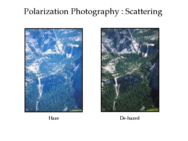 Polarization Photography : Scattering Haze De-hazed 