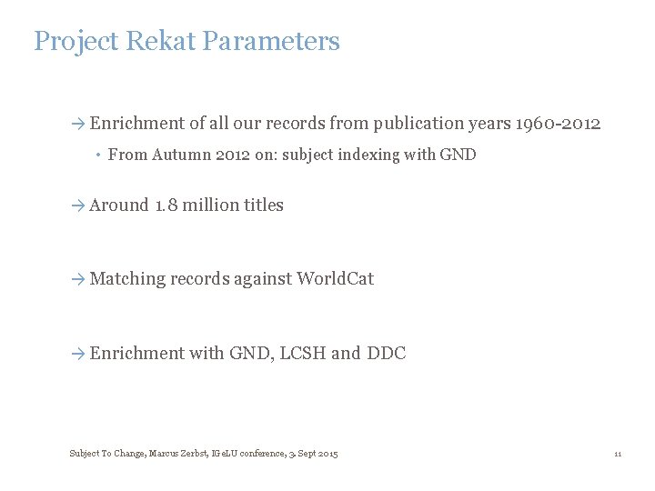 Project Rekat Parameters → Enrichment of all our records from publication years 1960 -2012