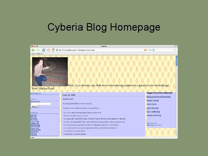 Cyberia Blog Homepage 