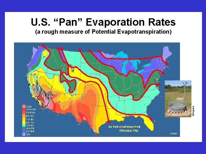 U. S. “Pan” Evaporation Rates Wikipedia (a rough measure of Potential Evapotranspiration) NOAA 