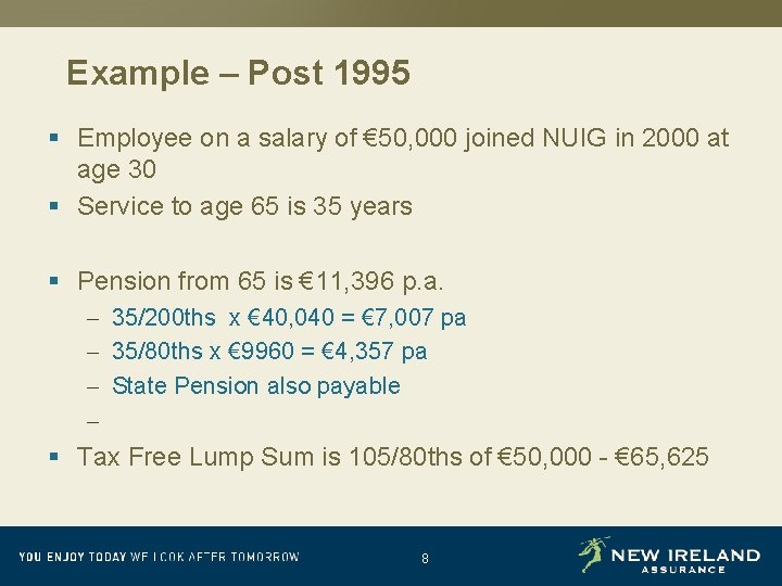 Example – Post 1995 § Employee on a salary of € 50, 000 joined