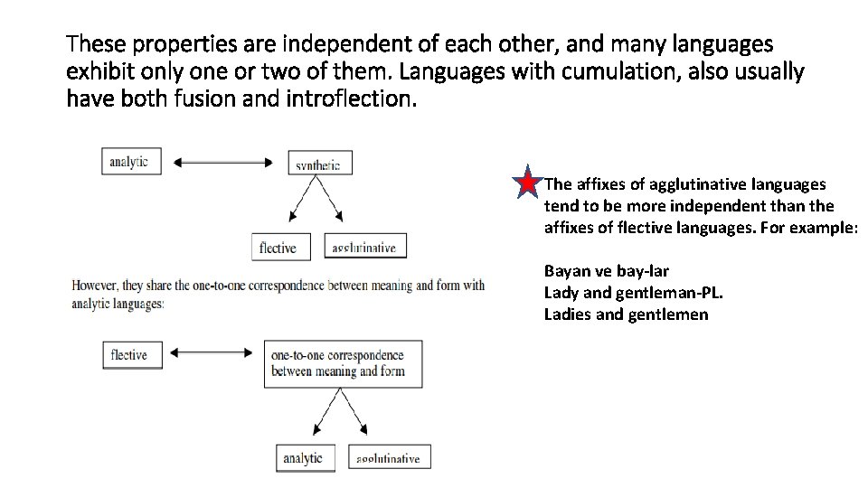 These properties are independent of each other, and many languages exhibit only one or