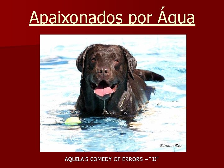 Apaixonados por Água AQUILA’S COMEDY OF ERRORS – “JJ” 