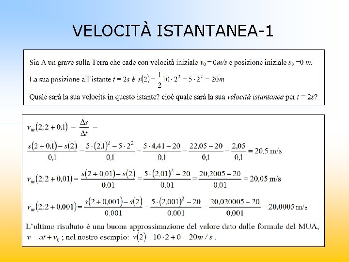 VELOCITÀ ISTANTANEA-1 