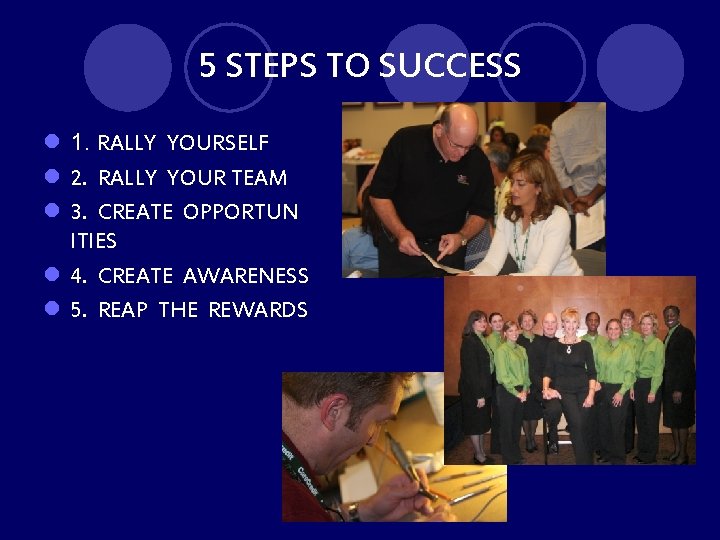 5 STEPS TO SUCCESS l 1. RALLY YOURSELF l 2. RALLY YOUR TEAM l