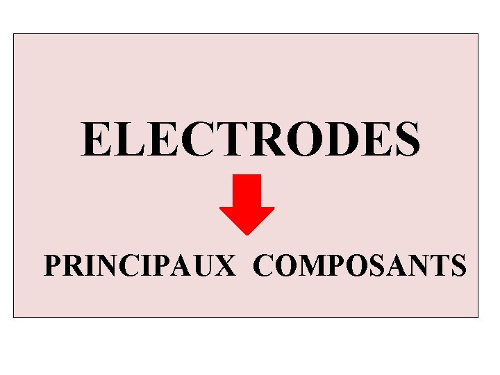 ELECTRODES PRINCIPAUX COMPOSANTS 