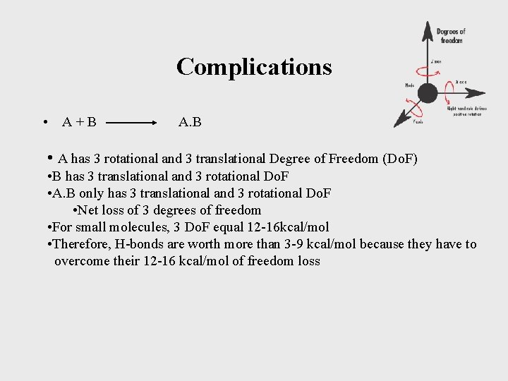 Complications • A+B A. B • A has 3 rotational and 3 translational Degree