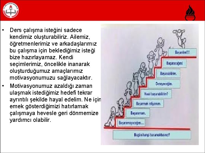  • Ders çalışma isteğini sadece kendimiz oluşturabiliriz. Ailemiz, öğretmenlerimiz ve arkadaşlarımız bu çalışma