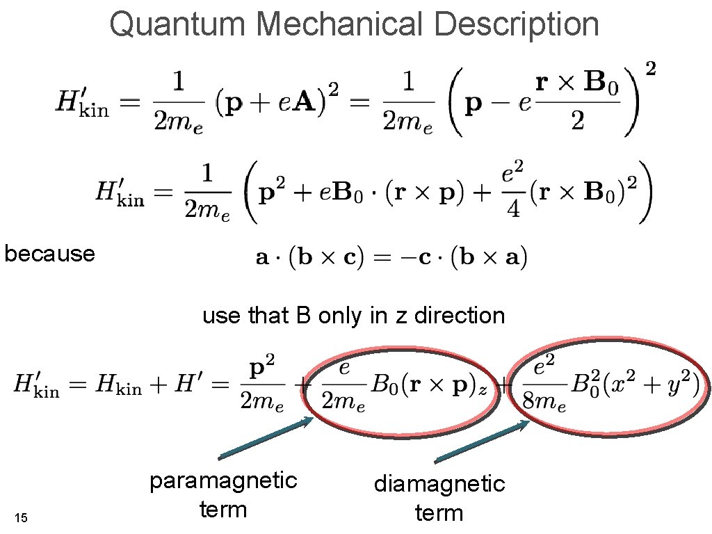 Quantum Mechanical Description because that B only in z direction 15 paramagnetic term diamagnetic