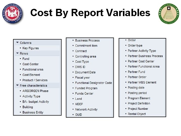 Cost By Report Variables 