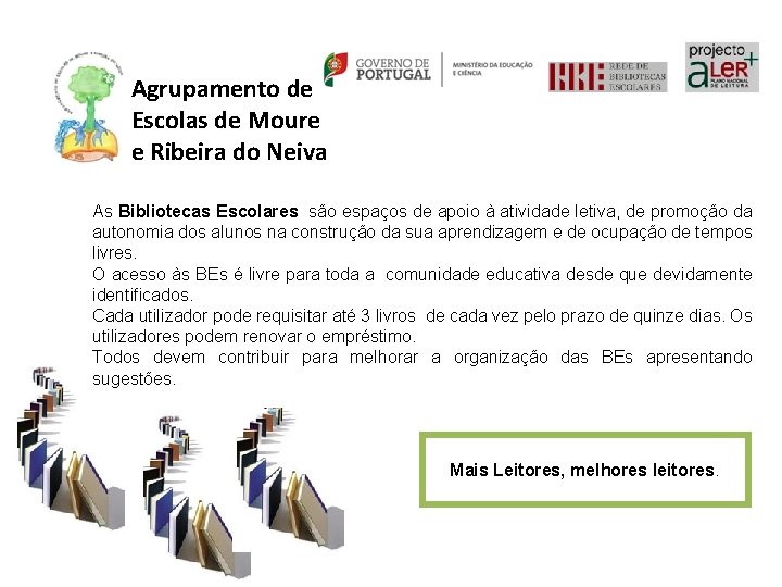 Agrupamento de Escolas de Moure e Ribeira do Neiva As Bibliotecas Escolares são espaços