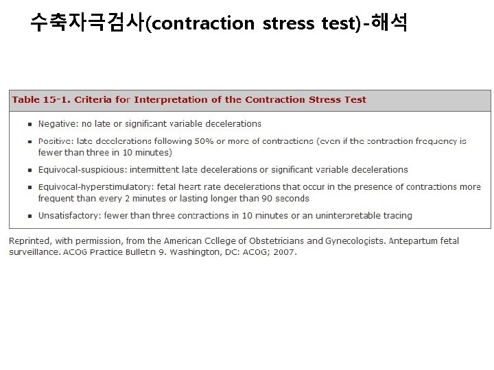 수축자극검사(contraction stress test)-해석 