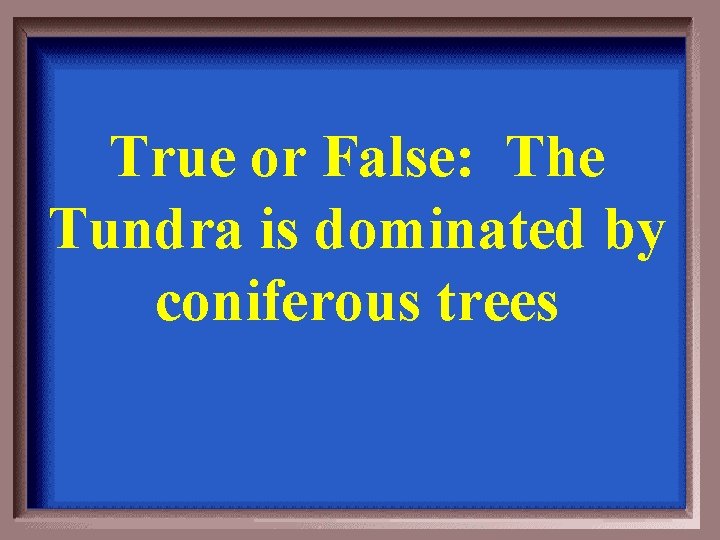 True or False: The Tundra is dominated by coniferous trees 