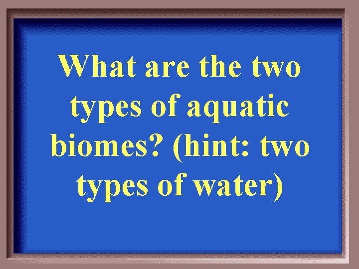 What are the two types of aquatic biomes? (hint: two types of water) 