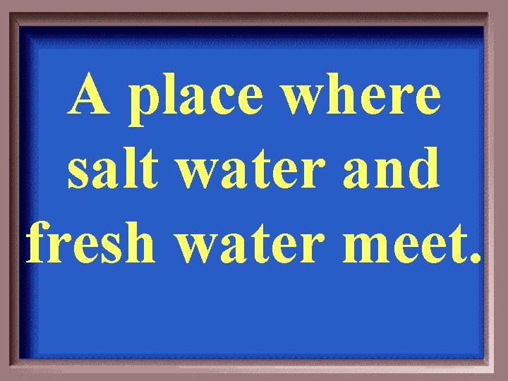 A place where salt water and fresh water meet. 