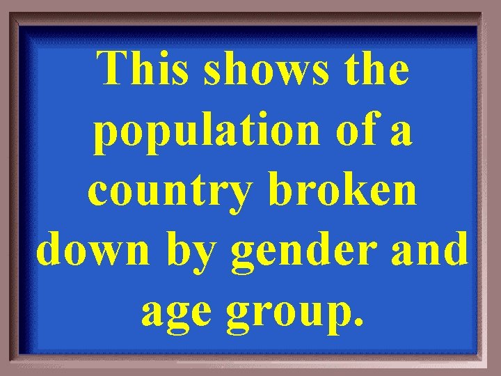 This shows the population of a country broken down by gender and age group.