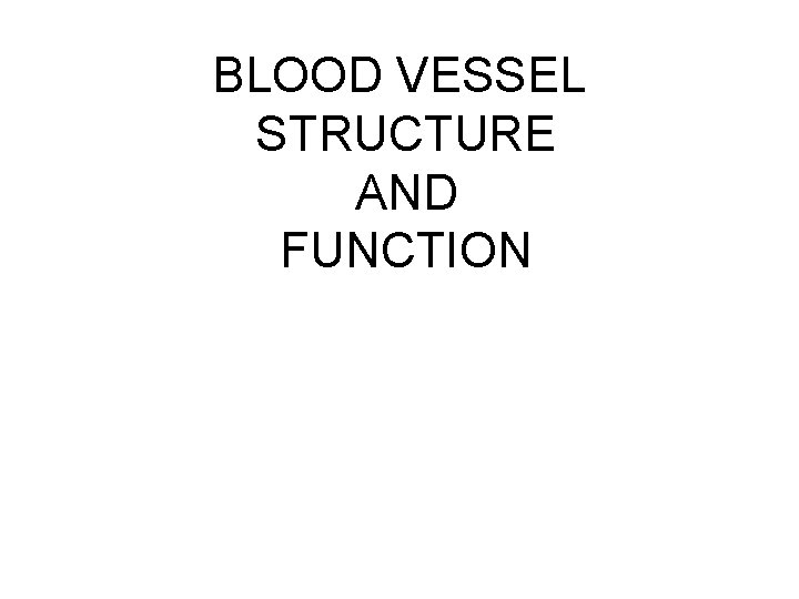 BLOOD VESSEL STRUCTURE AND FUNCTION 