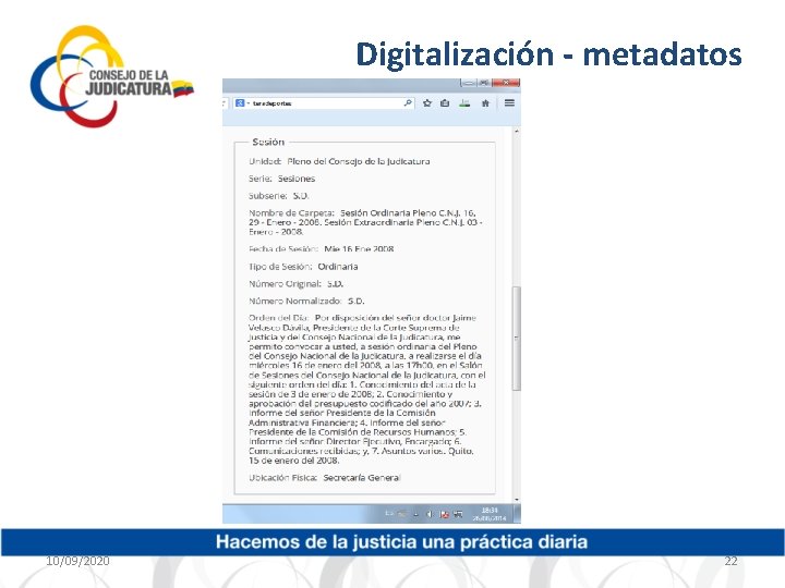 Digitalización - metadatos 10/09/2020 22 