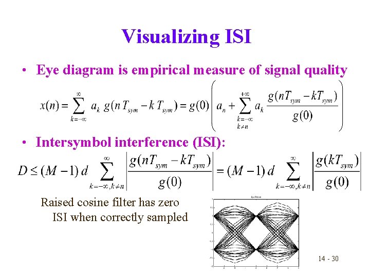 Visualizing ISI • Eye diagram is empirical measure of signal quality • Intersymbol interference