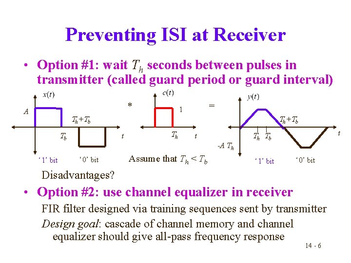 Preventing ISI at Receiver • Option #1: wait Th seconds between pulses in transmitter