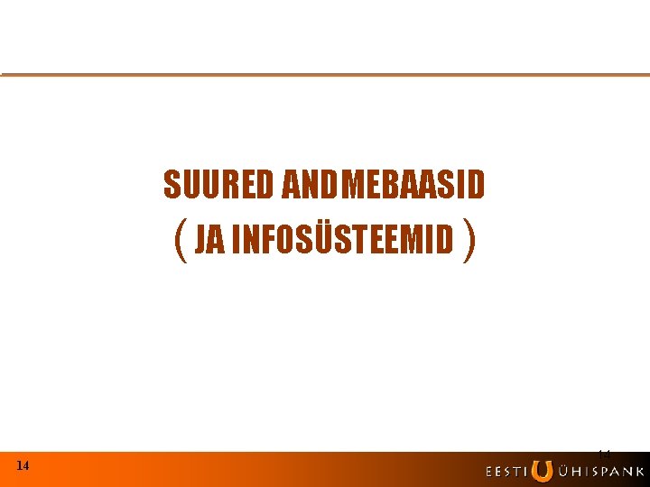 SUURED ANDMEBAASID ( JA INFOSÜSTEEMID ) 14 14 