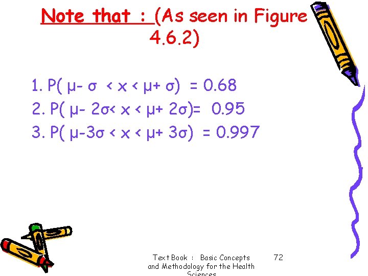 Note that : (As seen in Figure 4. 6. 2) 1. P( µ- σ