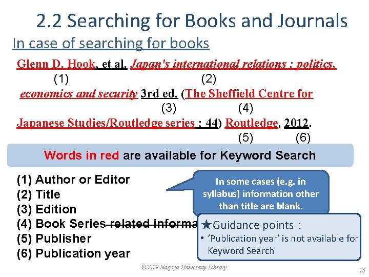 2. 2 Searching for Books and Journals In case of searching for books Glenn