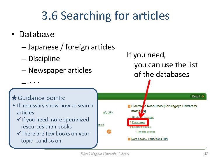 3. 6 Searching for articles • Database – Japanese / foreign articles – Discipline