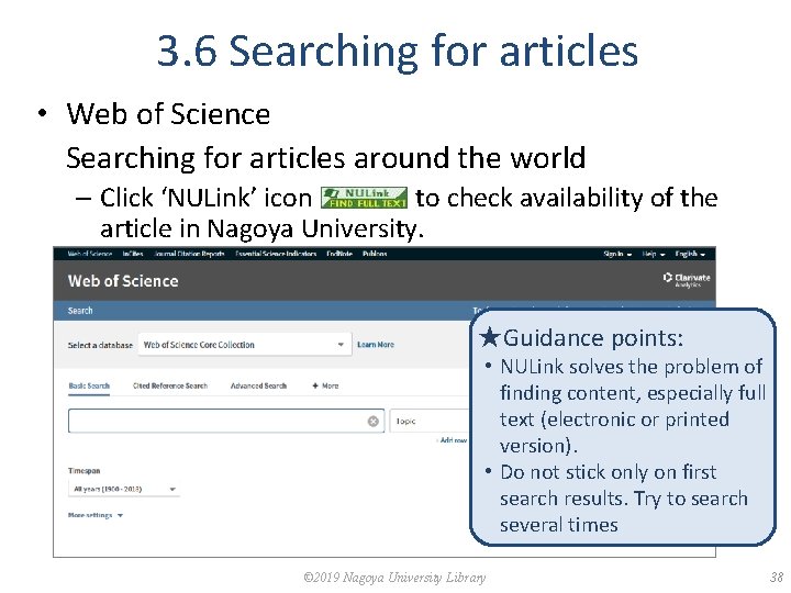 3. 6 Searching for articles • Web of Science Searching for articles around the