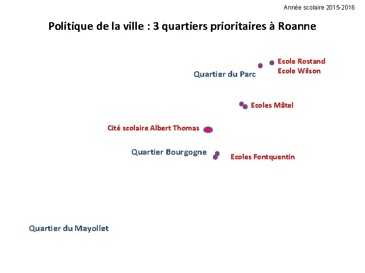 Année scolaire 2015 -2016 Politique de la ville : 3 quartiers prioritaires à Roanne