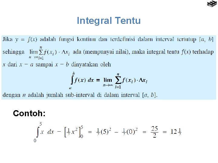 Integral Tentu Contoh: 