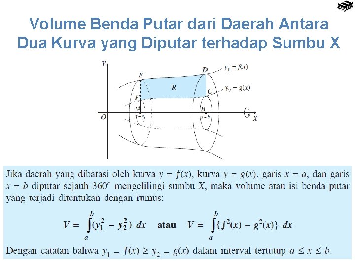 Volume Benda Putar dari Daerah Antara Dua Kurva yang Diputar terhadap Sumbu X 