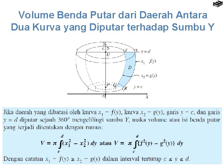 Volume Benda Putar dari Daerah Antara Dua Kurva yang Diputar terhadap Sumbu Y 