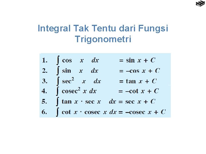 Integral Tak Tentu dari Fungsi Trigonometri 