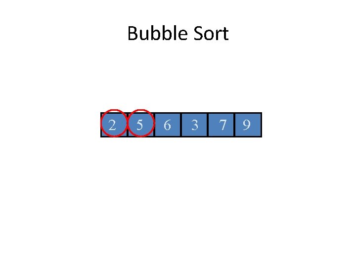 Bubble Sort 2 5 6 3 7 9 