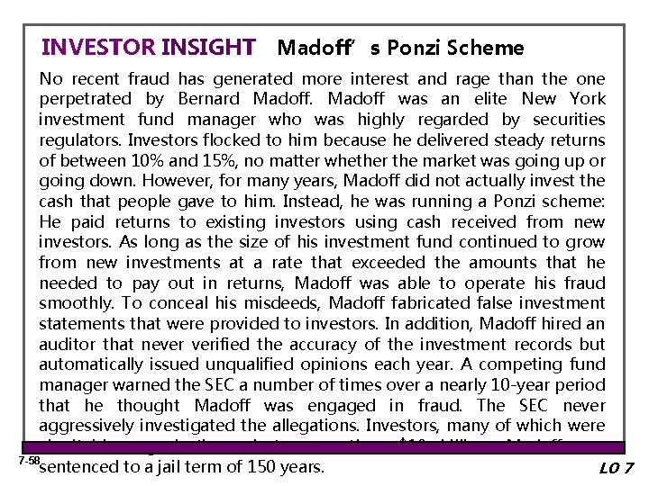 INVESTOR INSIGHT Madoff’s Ponzi Scheme No recent fraud has generated more interest and rage