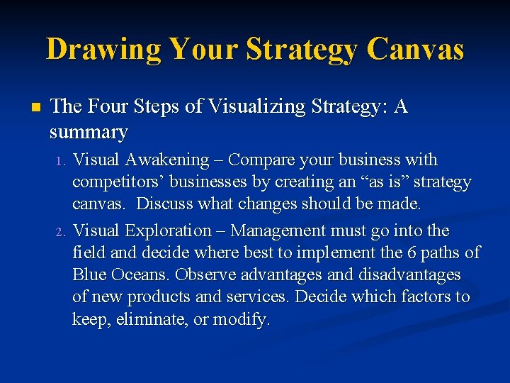 Drawing Your Strategy Canvas n The Four Steps of Visualizing Strategy: A summary Visual