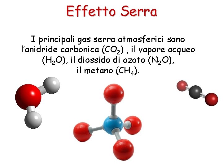 Effetto Serra I principali gas serra atmosferici sono l’anidride carbonica (CO 2) , il