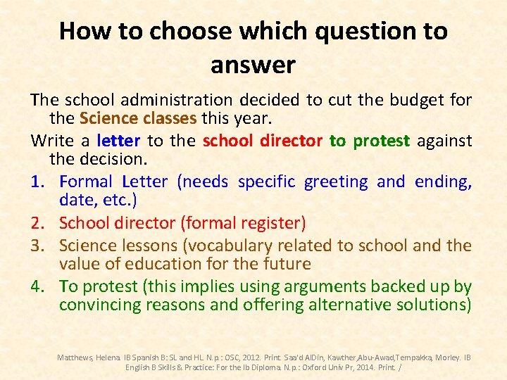 How to choose which question to answer The school administration decided to cut the
