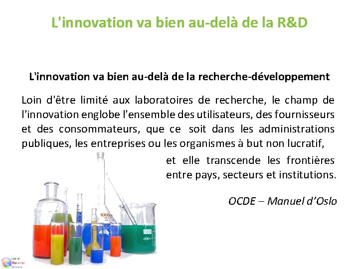 L'innovation va bien au-delà de la R&D L'innovation va bien au-delà de la recherche-développement
