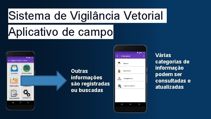 Sistema de Vigilância Vetorial Aplicativo de campo Outras informações são registradas ou buscadas Várias