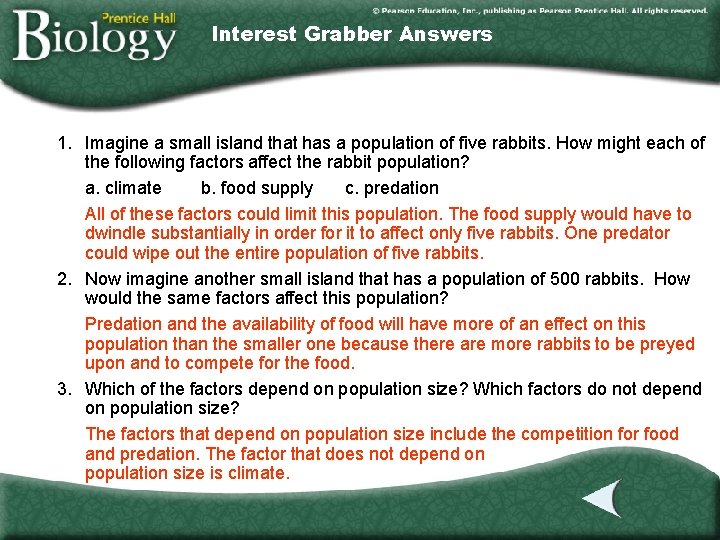 Interest Grabber Answers 1. Imagine a small island that has a population of five