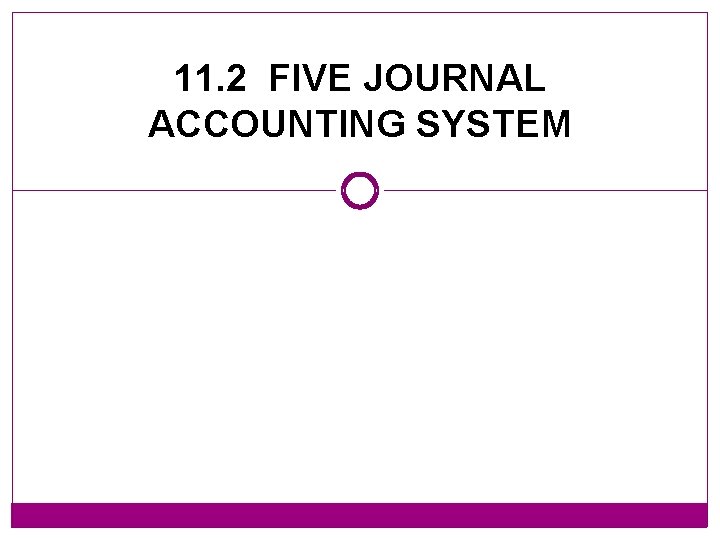 11. 2 FIVE JOURNAL ACCOUNTING SYSTEM 