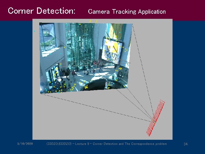 Corner Detection: Camera Tracking Application 3 D points and 3 D camera motion 9/10/2020