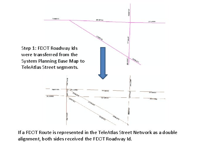 Step 1: FDOT Roadway Ids were transferred from the System Planning Base Map to