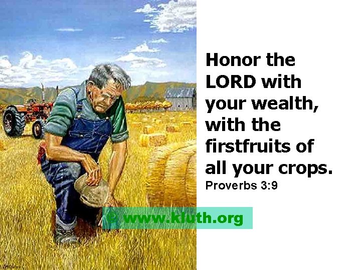 Honor the LORD with your wealth, with the firstfruits of all your crops. Proverbs